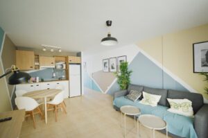 Salón apartamento entreplanta de la urbanización Cotillo Mar en Fuerteventura