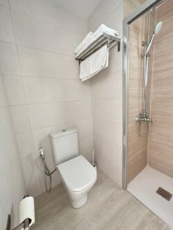 Detalles de sanitarios de baño del apartamento vacacional en el centro de Corralejo